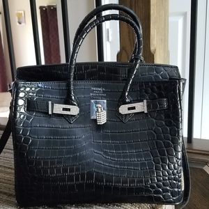 Inspired Birken Black Crocodile Bag